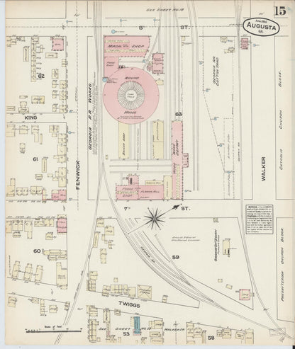Sanborn Fire Insurance Map from Augusta, Richmond County, Georgia (1884), Sheet #0015 - Complete Map Set gallery image, historic Sanborn map, vintage wall art, Georgia Georgia