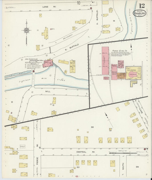 Sanborn Fire Insurance Map from Hamburg, Erie County, New York (1913), Sheet #0012 - Historic Sanborn Fire Insurance Map Print, vintage old map wall art, antique decor, genealogy gift, New York New York map