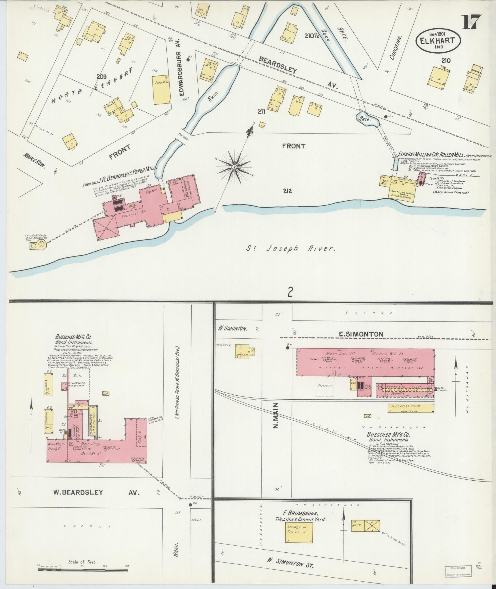 Sanborn Fire Insurance Map from Elkhart, Elkhart County, Indiana (1901), Sheet #0017 - Complete Map Set gallery image, historic Sanborn map, vintage wall art, Indiana Indiana