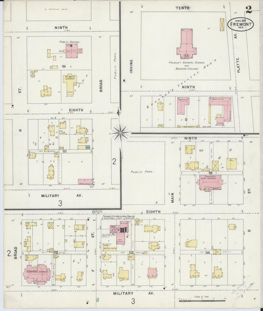 Sanborn Fire Insurance Map from Fremont, Dodge County, Nebraska (1897), Sheet #0002 - Historic Sanborn Fire Insurance Map Print, vintage old map wall art, antique decor, genealogy gift, Nebraska Nebraska map