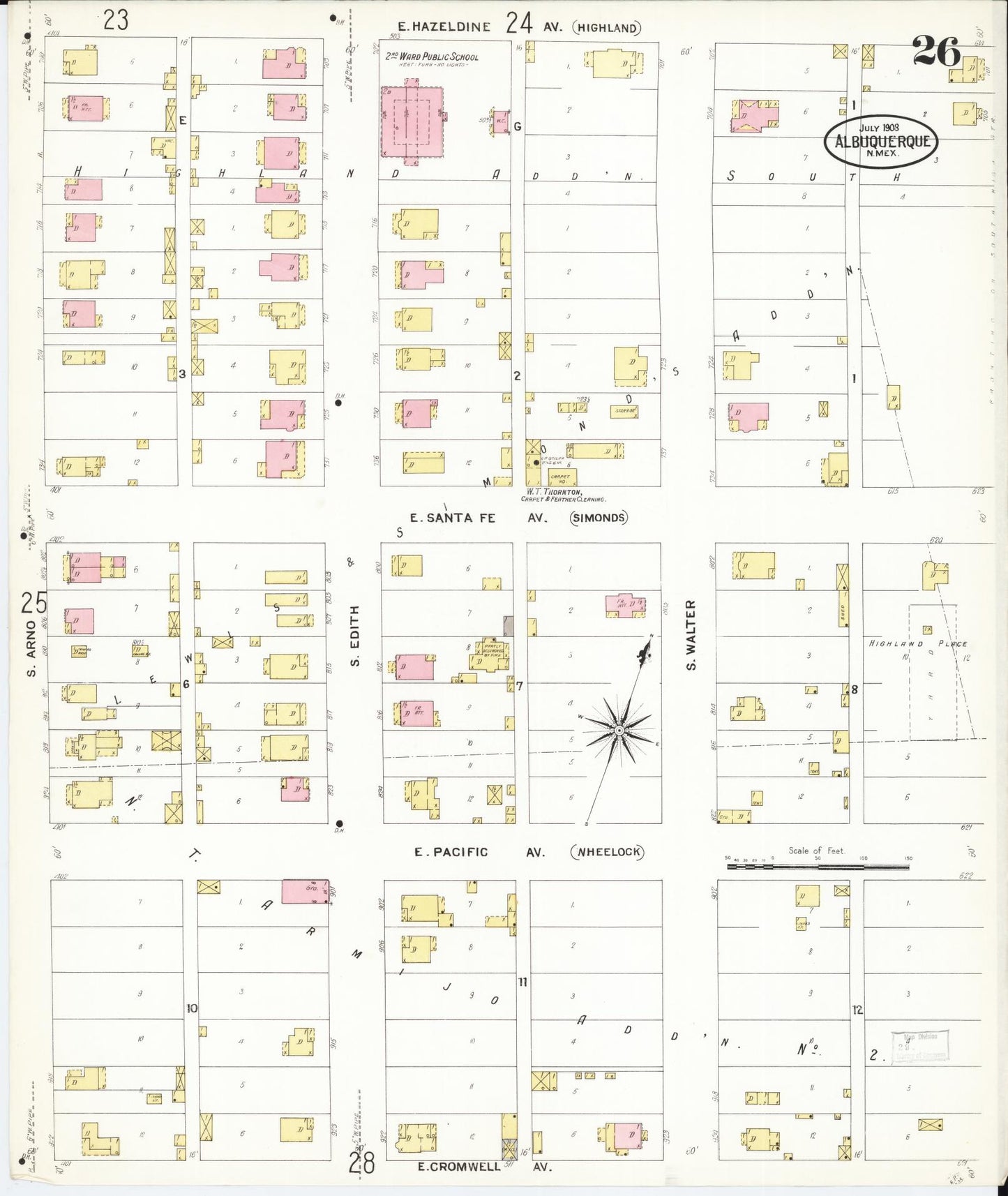 Sanborn Fire Insurance Map from Albuquerque, Bernalillo County, New Mexico (1908), Sheet #0026 - Complete Map Set gallery image, historic Sanborn map, vintage wall art, New Mexico New Mexico
