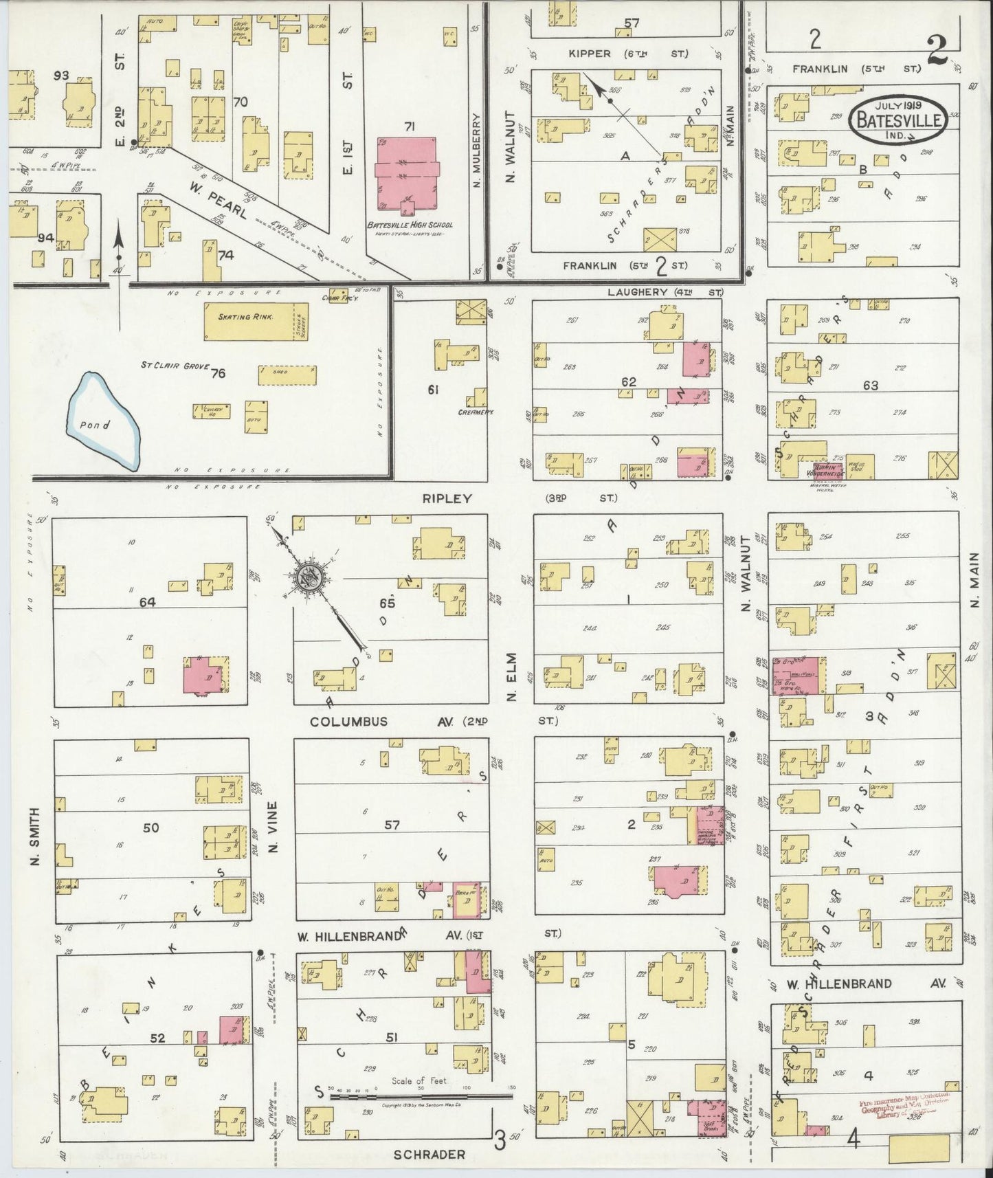Sanborn Fire Insurance Map from Batesville, Ripley County, Indiana (1919), Sheet #0002 - Complete Map Set gallery image, historic Sanborn map, vintage wall art, Indiana Indiana