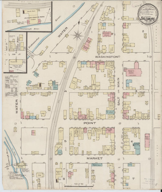 Sanborn Fire Insurance Map from Saltsburg, Indiana County, Pennsylvania (1886), Sheet #0001 - Historic Sanborn Fire Insurance Map Print, vintage old map wall art, antique decor, genealogy gift, Pennsylvania Pennsylvania map