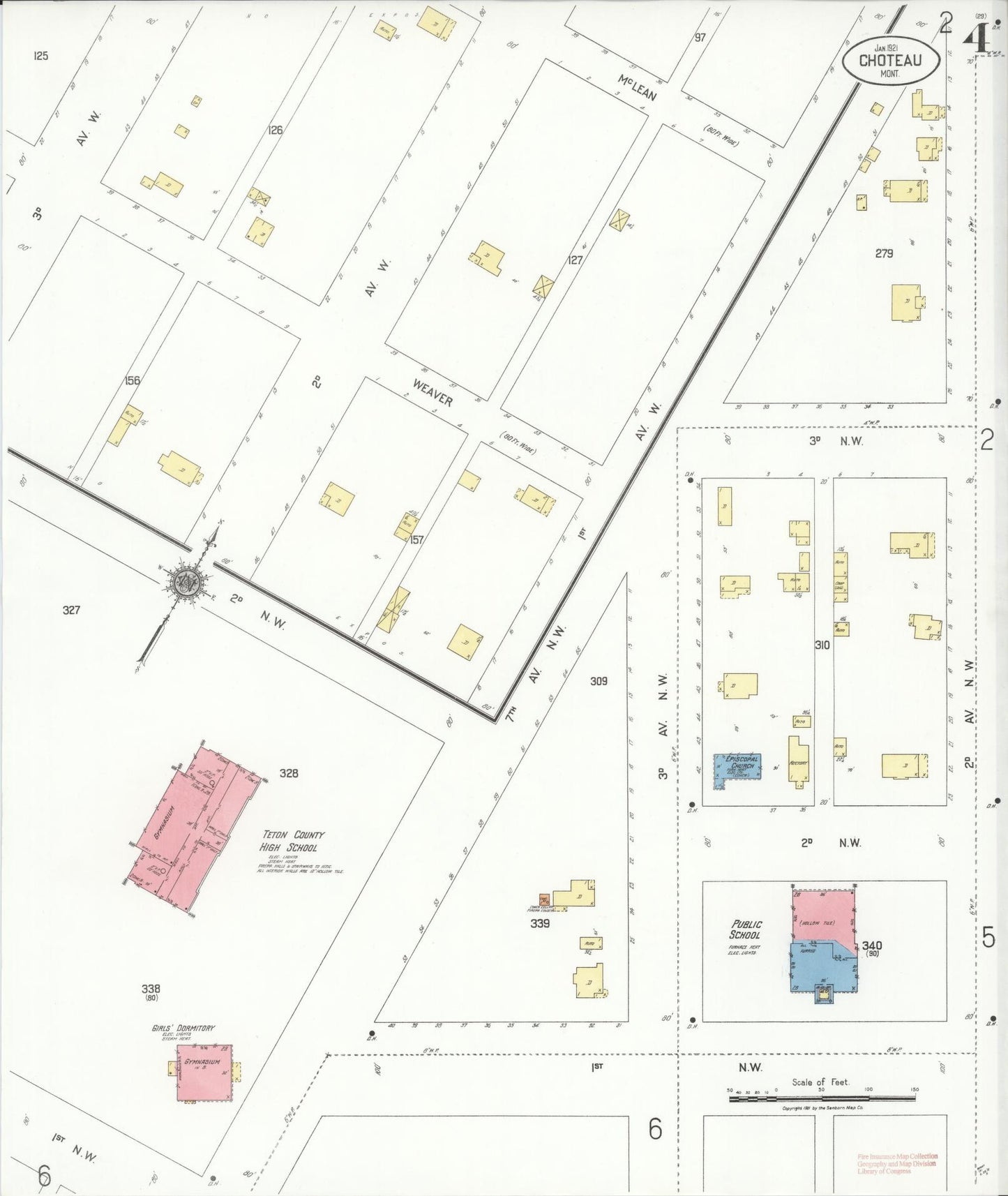 Sanborn Fire Insurance Map from Choteau, Teton County, Montana (1921), Sheet #0004 - Complete Map Set gallery image, historic Sanborn map, vintage wall art, Montana Montana