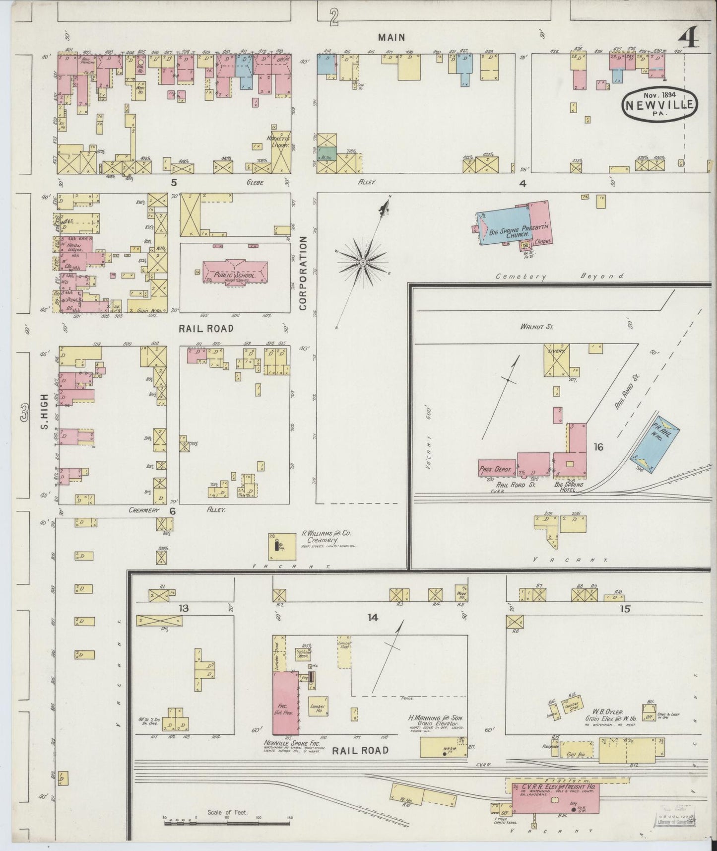 Sanborn Fire Insurance Map from Newville, Cumberland County, Pennsylvania (1894), Sheet #0004 - Complete Map Set gallery image, historic Sanborn map, vintage wall art, Pennsylvania Pennsylvania