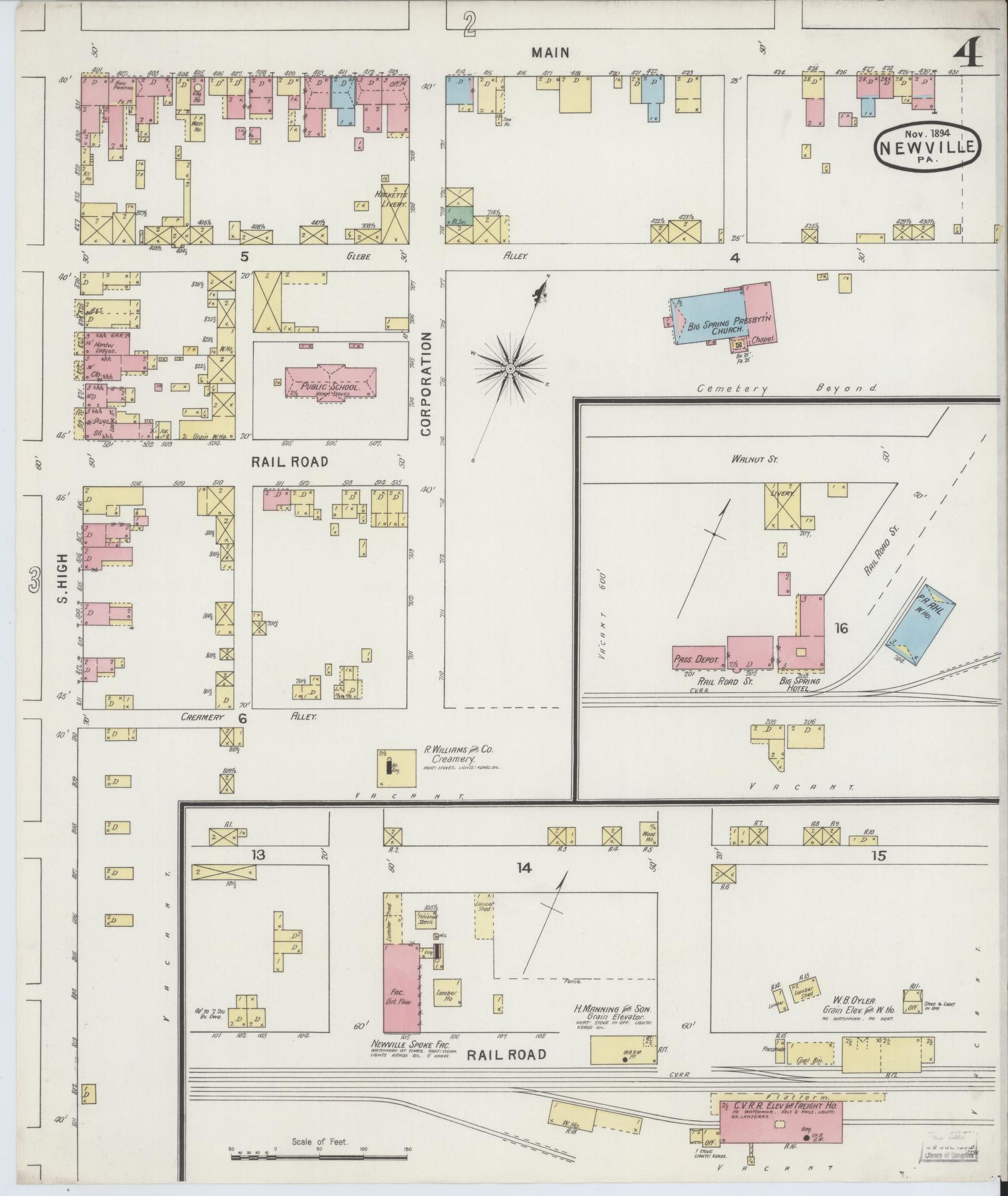 Sanborn Fire Insurance Map from Newville, Cumberland County, Pennsylvania (1894), Sheet #0004 - Complete Map Set gallery image, historic Sanborn map, vintage wall art, Pennsylvania Pennsylvania