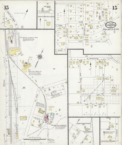 Sanborn Fire Insurance Map from Camden, Ouachita County, Arkansas (1924), Sheet #0015 - Complete Map Set gallery image, historic Sanborn map, vintage wall art, Arkansas Arkansas