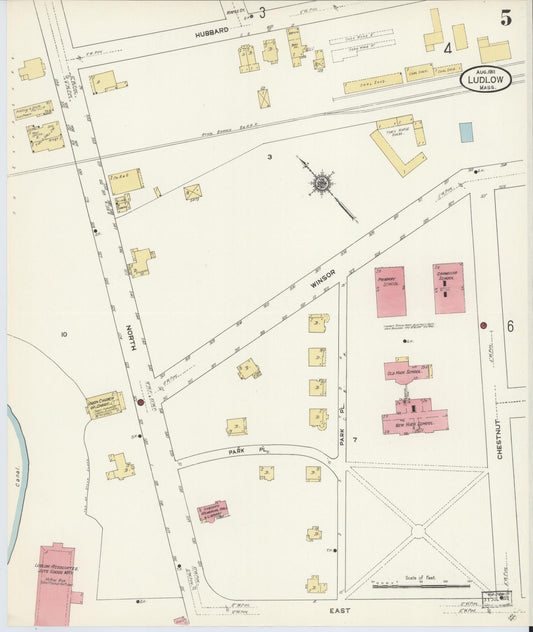 Sanborn Fire Insurance Map from Ludlow, Hampden County, Massachusetts (1911), Sheet #0005 - Historic Sanborn Fire Insurance Map Print, vintage old map wall art, antique decor, genealogy gift, Massachusetts Massachusetts map