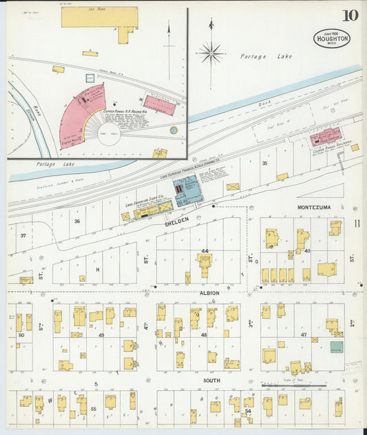 Sanborn Fire Insurance Map from Houghton, Houghton County, Michigan (1900), Sheet #0010 - Historic Sanborn Fire Insurance Map Print, vintage old map wall art, antique decor, genealogy gift, Michigan Michigan map