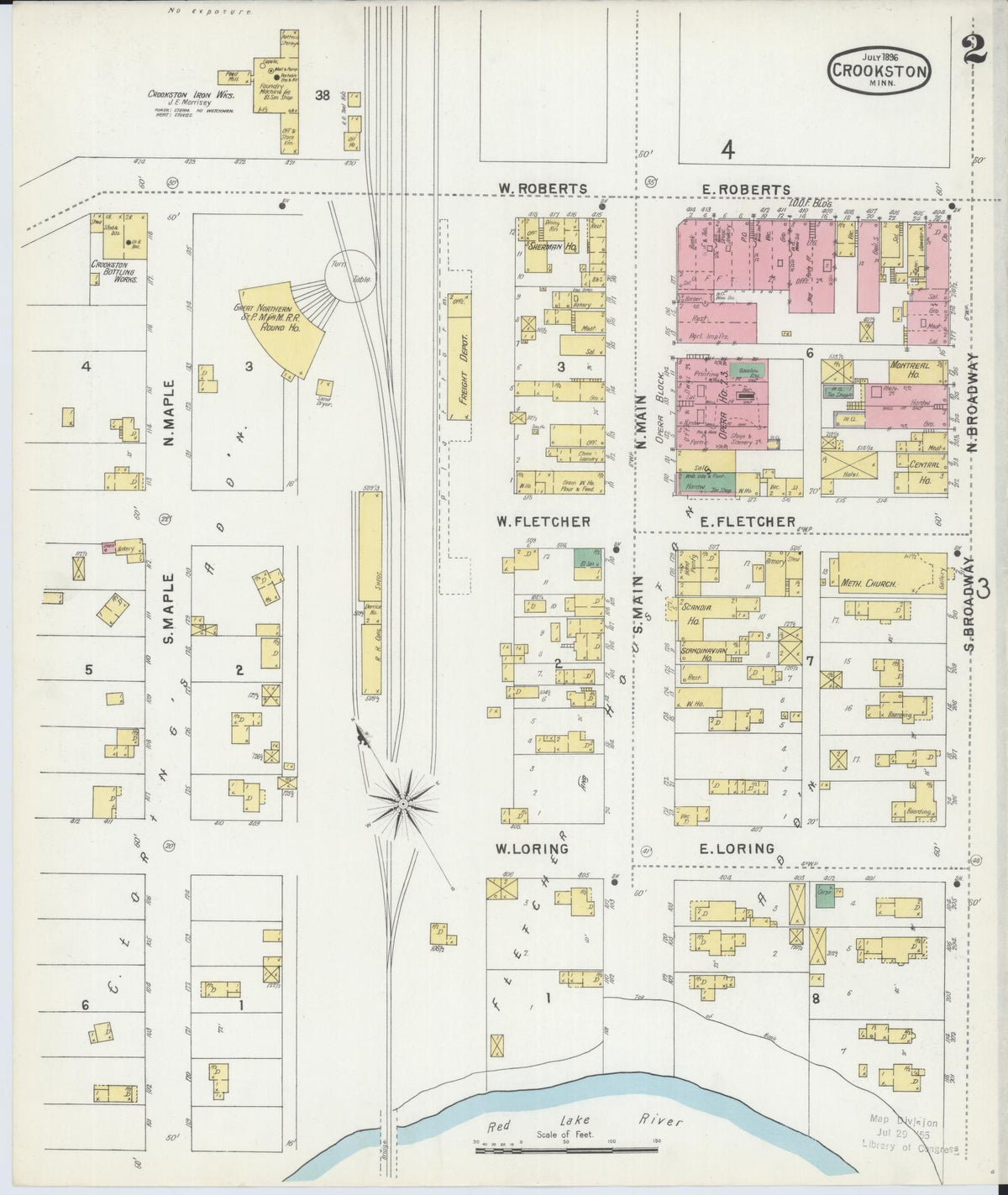 Sanborn Fire Insurance Map from Crookston, Polk County, Minnesota (1896), Sheet #0002 - Complete Map Set gallery image, historic Sanborn map, vintage wall art, Minnesota Minnesota
