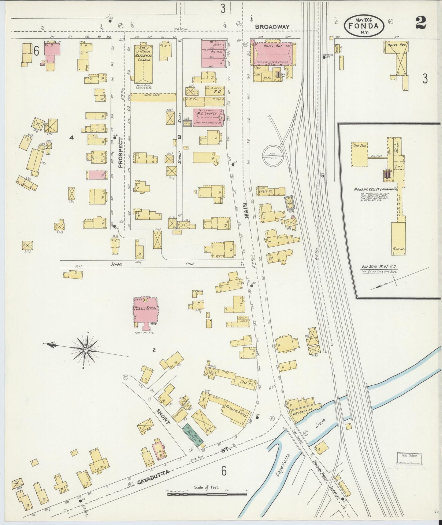Sanborn Fire Insurance Map from Fonda, Montgomery County, New York (1906), Sheet #0002 - Historic Sanborn Fire Insurance Map Print, vintage old map wall art, antique decor, genealogy gift, New York New York map