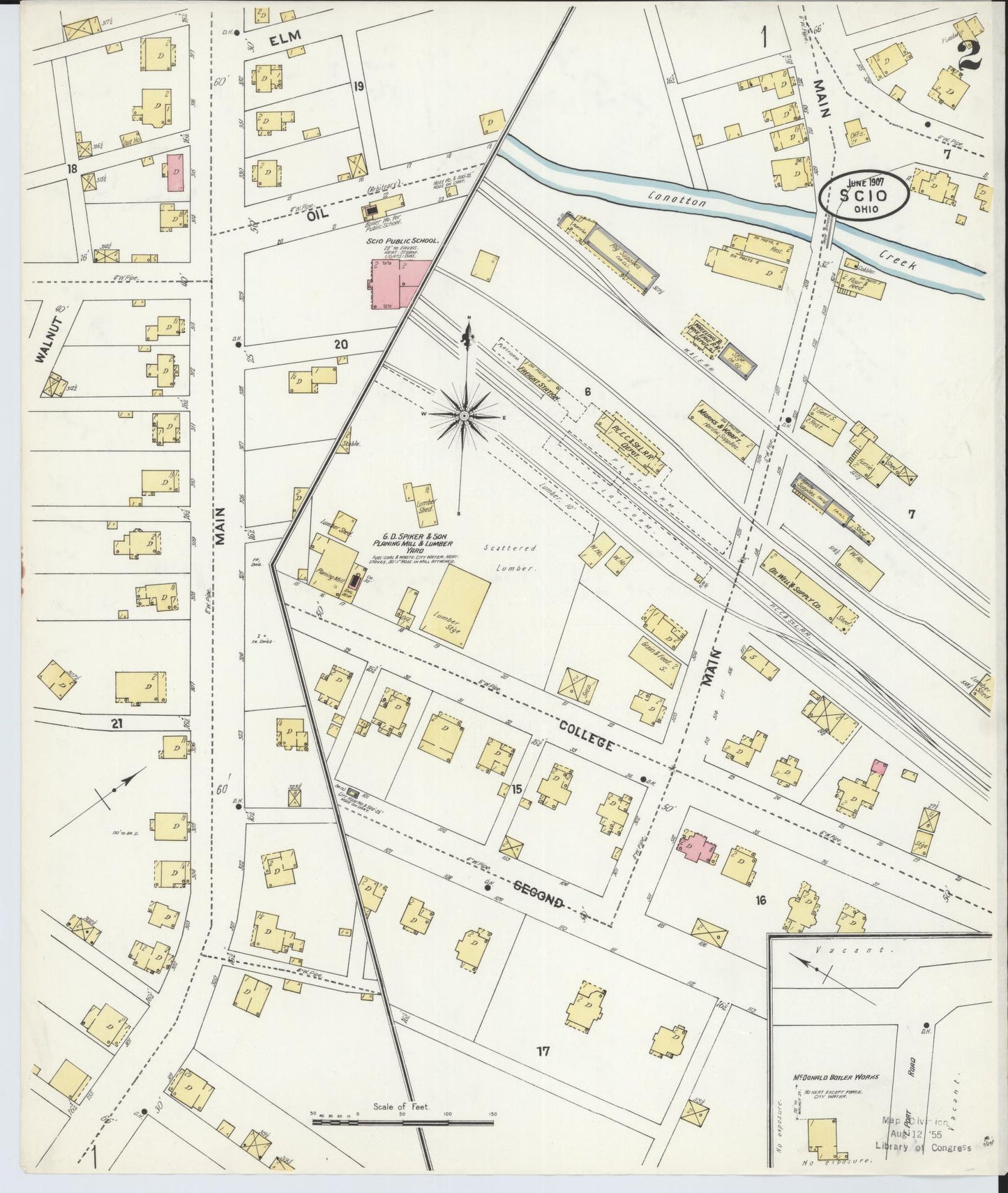 Sanborn Fire Insurance Map from Scio, Harrison County, Ohio (1907), Sheet #0002 - Complete Map Set gallery image, historic Sanborn map, vintage wall art, Ohio Ohio