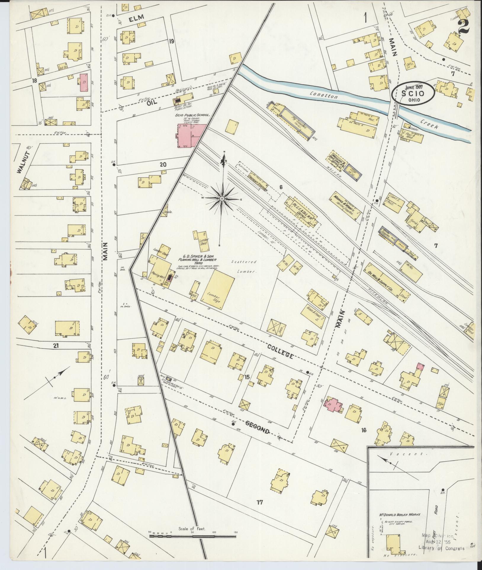 Sanborn Fire Insurance Map from Scio, Harrison County, Ohio (1907), Sheet #0002 - Complete Map Set gallery image, historic Sanborn map, vintage wall art, Ohio Ohio