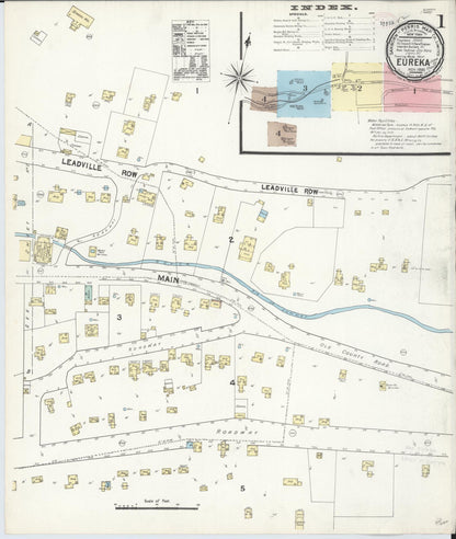 Sanborn Fire Insurance Map from Eureka, Juab County, Utah (1890), Sheet #0001 - Complete Map Set gallery image, historic Sanborn map, vintage wall art, Utah Utah