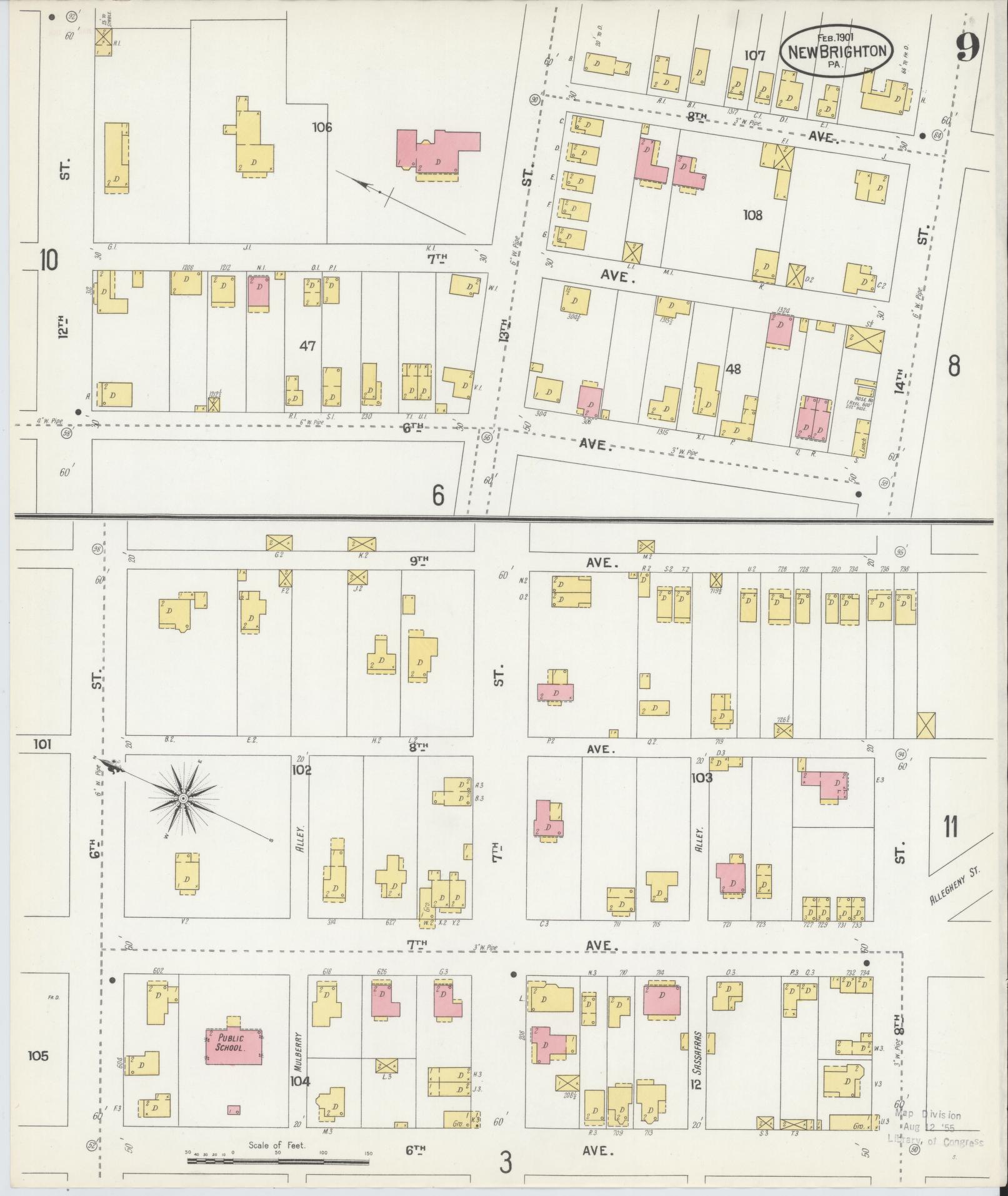 Sanborn Fire Insurance Map from New Brighton, Beaver County, Pennsylvania (1901), Sheet #0009 - Complete Map Set gallery image, historic Sanborn map, vintage wall art, Pennsylvania Pennsylvania
