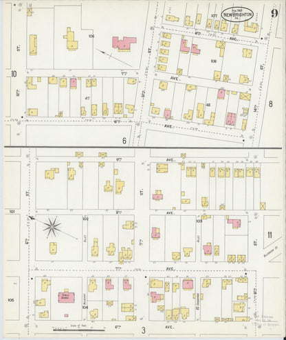 Sanborn Fire Insurance Map from New Brighton, Beaver County, Pennsylvania (1901), Sheet #0009 - Complete Map Set gallery image, historic Sanborn map, vintage wall art, Pennsylvania Pennsylvania