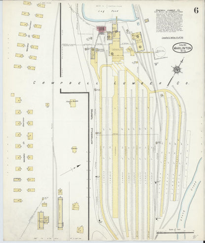 Sanborn Fire Insurance Map from Marlinton, Pocahontas County, West Virginia (1912), Sheet #0006 - Complete Map Set gallery image, historic Sanborn map, vintage wall art, West Virginia West Virginia