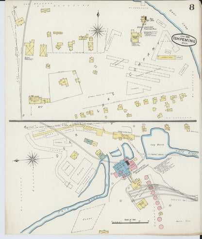 Sanborn Fire Insurance Map from Ishpeming, Marquette County, Michigan (1888), Sheet #0008 - Complete Map Set gallery image, historic Sanborn map, vintage wall art, Michigan Michigan