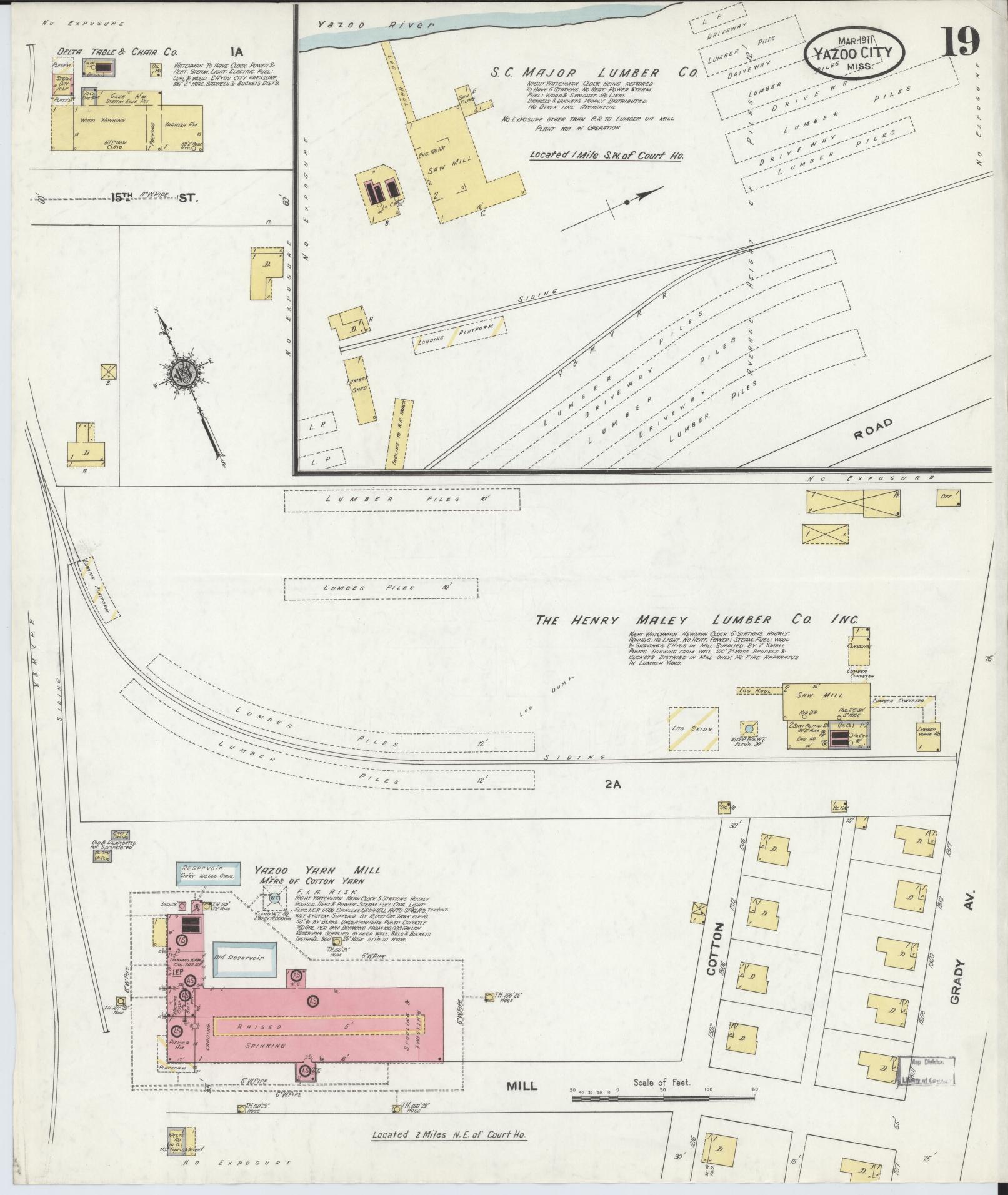 Sanborn Fire Insurance Map from Yazoo City, Yazoo County, Mississippi (1911), Sheet #0019 - Complete Map Set gallery image, historic Sanborn map, vintage wall art, Mississippi Mississippi
