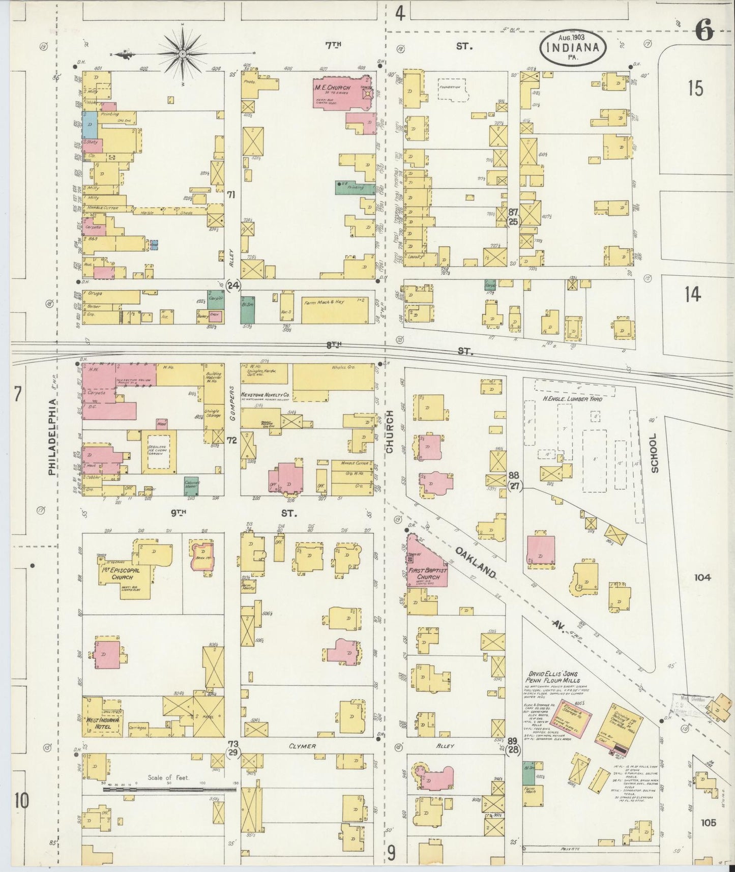 Sanborn Fire Insurance Map from Indiana, Indiana County, Pennsylvania (1903), Sheet #0006 - Complete Map Set gallery image, historic Sanborn map, vintage wall art, Pennsylvania Pennsylvania