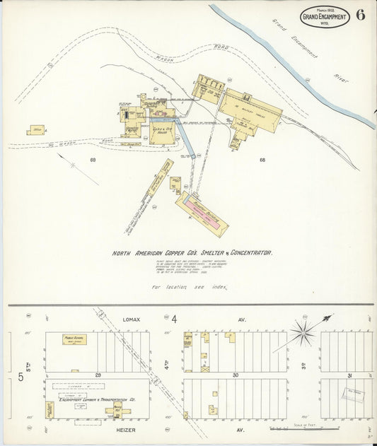 Sanborn Fire Insurance Map from Grand Encampment, Carbon County, Wyoming (1903), Sheet #0006 - Historic Sanborn Fire Insurance Map Print, vintage old map wall art, antique decor, genealogy gift, Wyoming Wyoming map