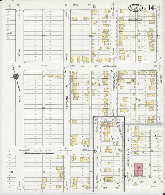 Sanborn Fire Insurance Map from Victor, Teller County, Colorado (1919), Sheet #0014 - Historic Sanborn Fire Insurance Map Print, vintage old map wall art, antique decor, genealogy gift, Colorado Colorado map