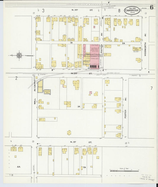 Sanborn Fire Insurance Map from Cambridge, Guernsey County, Ohio (1909), Sheet #0006 - Historic Sanborn Fire Insurance Map Print, vintage old map wall art, antique decor, genealogy gift, Ohio Ohio map