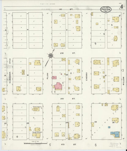 Sanborn Fire Insurance Map from Pecos, Reeves County, Texas (1921), Sheet #0004 - Complete Map Set gallery image, historic Sanborn map, vintage wall art, Texas Texas