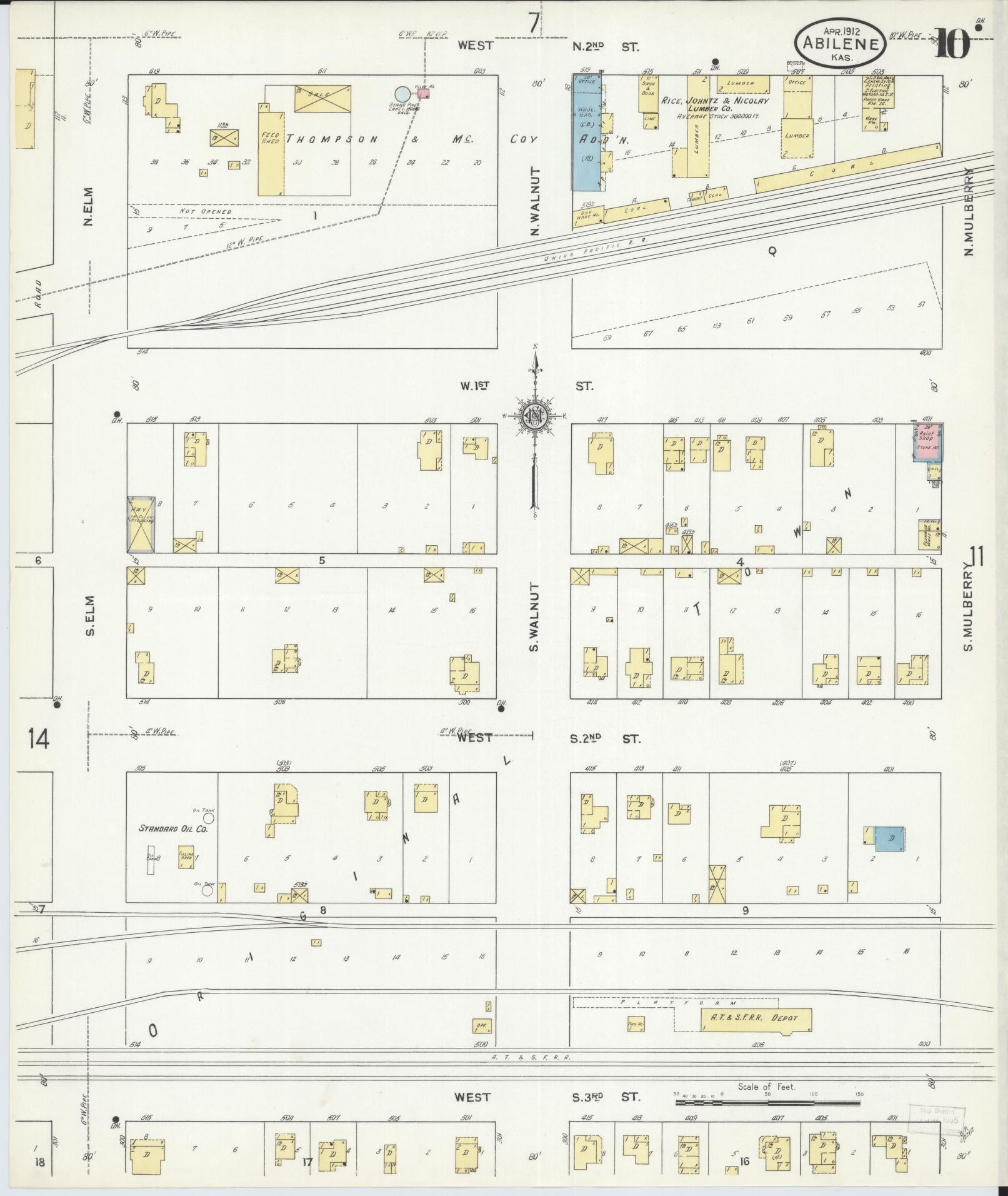 Sanborn Fire Insurance Map from Abilene, Dickinson County, Kansas (1912), Sheet #0010 - Complete Map Set gallery image, historic Sanborn map, vintage wall art, Kansas Kansas