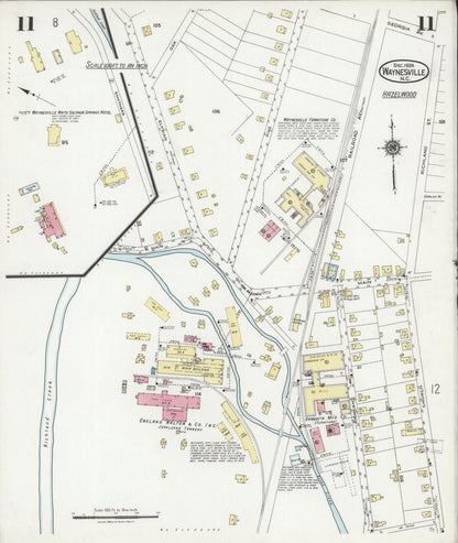 Sanborn Fire Insurance Map from Waynesville, Haywood County, North Carolina (1924), Sheet #0011 - Complete Map Set gallery image, historic Sanborn map, vintage wall art, North Carolina North Carolina