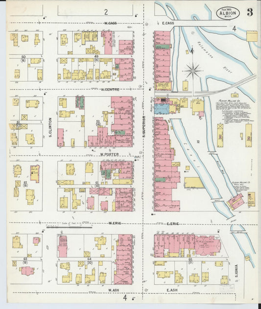 Sanborn Fire Insurance Map from Albion, Calhoun County, Michigan (1900), Sheet #0003 - Historic Sanborn Fire Insurance Map Print, vintage old map wall art, antique decor, genealogy gift, Michigan Michigan map