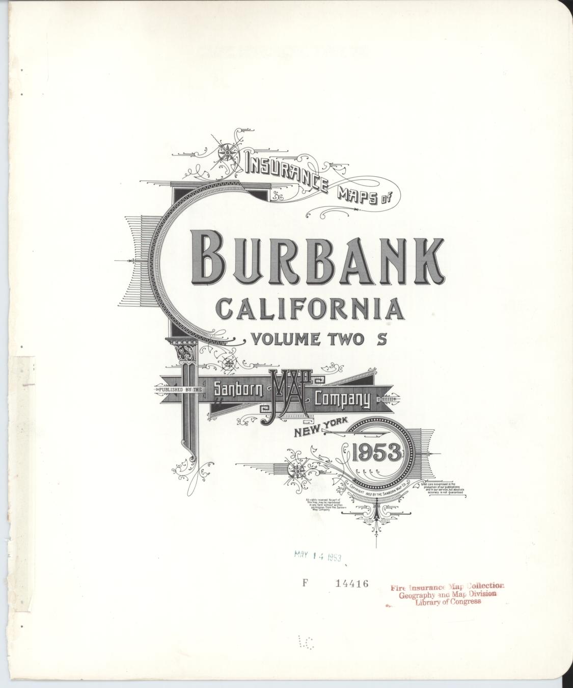 Sanborn Fire Insurance Map from Burbank, Los Angeles County, California (1953), Sheet #0001 - Complete Map Set gallery image, historic Sanborn map, vintage wall art, California California