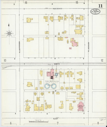 Sanborn Fire Insurance Map from Albany, Dougherty County, Georgia (1905), Sheet #0011 - Complete Map Set gallery image, historic Sanborn map, vintage wall art, Georgia Georgia