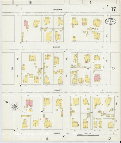 Sanborn Fire Insurance Map from Selma, Dallas County, Alabama (1903), Sheet #0017 - Complete Map Set gallery image, historic Sanborn map, vintage wall art, Alabama Alabama