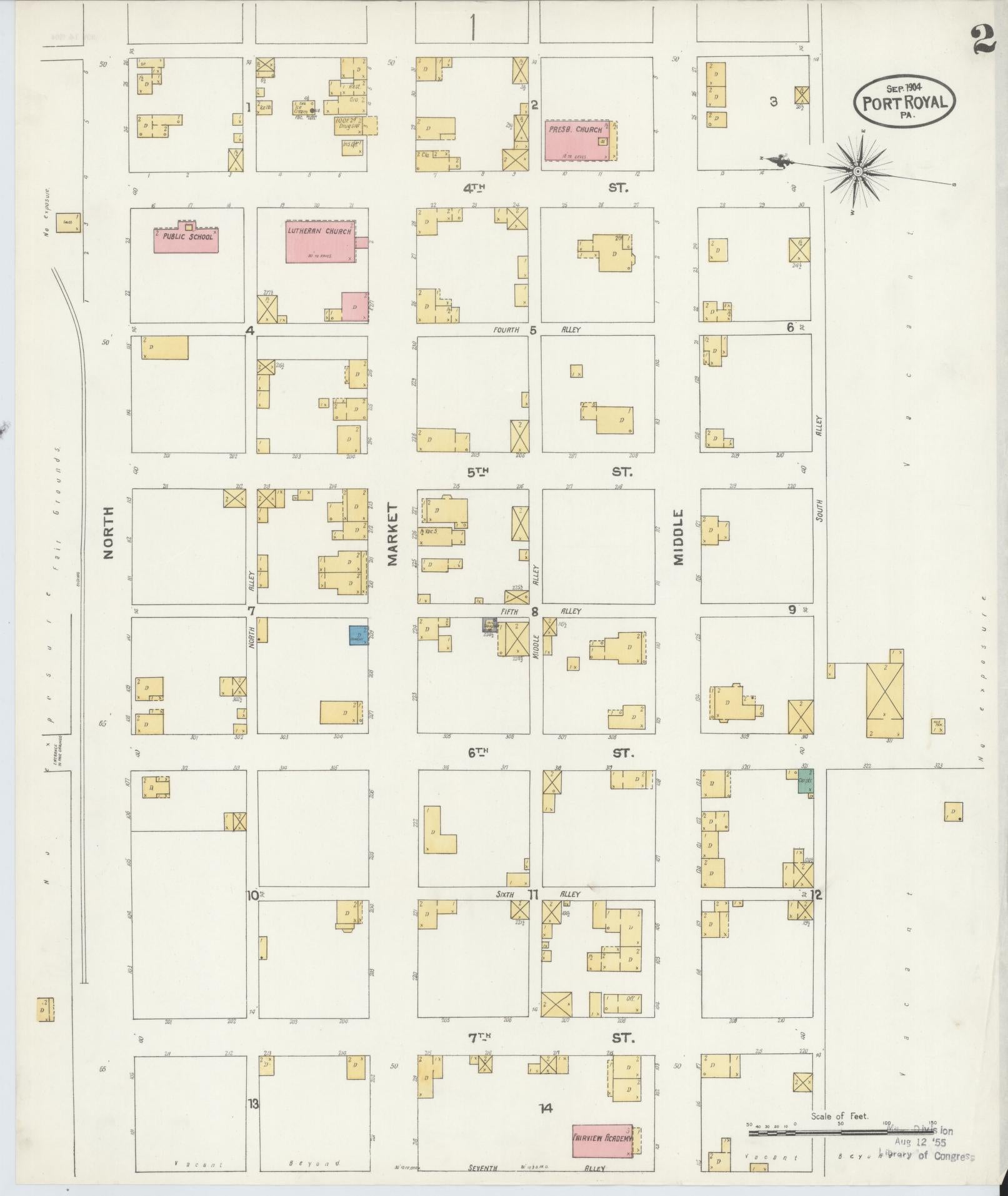 Sanborn Fire Insurance Map from Port Royal, Juniata County, Pennsylvania (1904), Sheet #0002 - Complete Map Set gallery image, historic Sanborn map, vintage wall art, Pennsylvania Pennsylvania