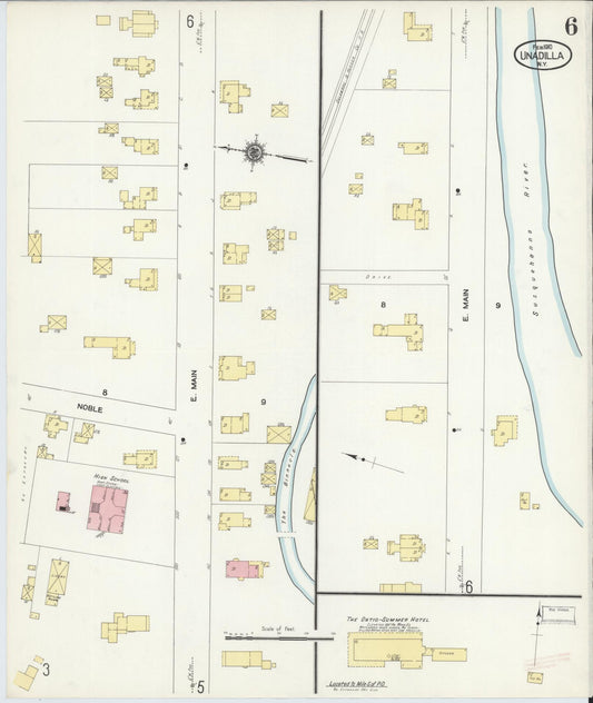 Sanborn Fire Insurance Map from Unadilla, Otsego County, New York (1910), Sheet #0006 - Historic Sanborn Fire Insurance Map Print, vintage old map wall art, antique decor, genealogy gift, New York New York map