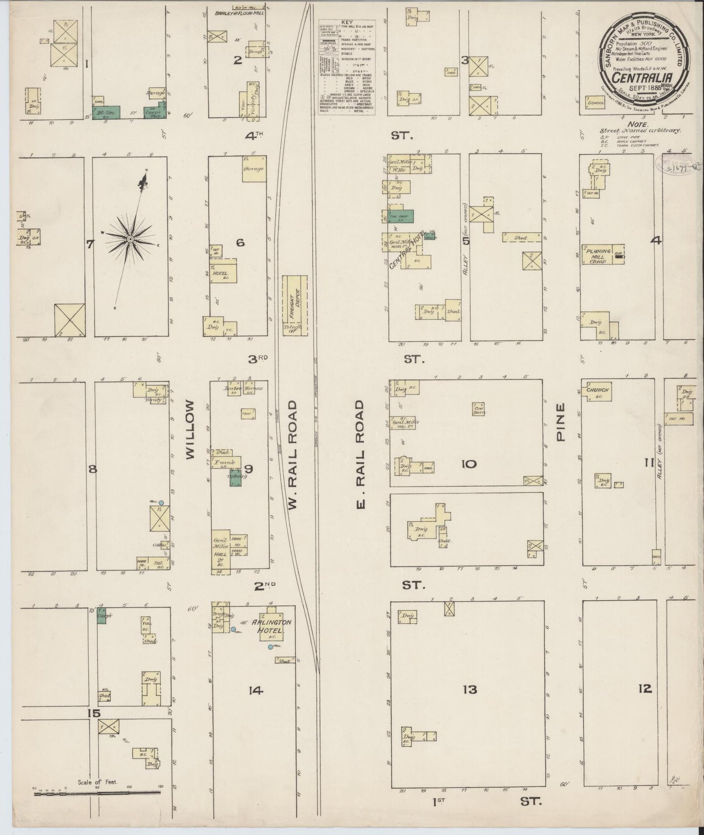 Sanborn Fire Insurance Map from Centralia, Lewis County, Washington. (1885) – Historic Sanborn Fire Insurance Map Print