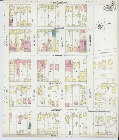 Sanborn Fire Insurance Map from Canton, Stark County, Ohio (1891), Sheet #0003 - Historic Sanborn Fire Insurance Map Print, vintage old map wall art, antique decor, genealogy gift, Ohio Ohio map