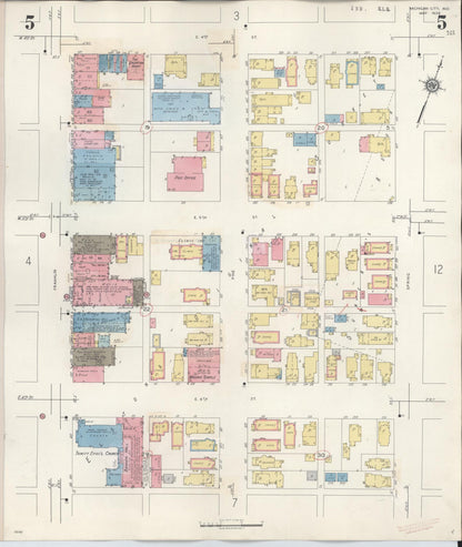 Sanborn Fire Insurance Map from Michigan City, La Porte County, Indiana (1948), Sheet #0005 - Historic Sanborn Fire Insurance Map Print, vintage old map wall art, antique decor, genealogy gift, Michigan Michigan map