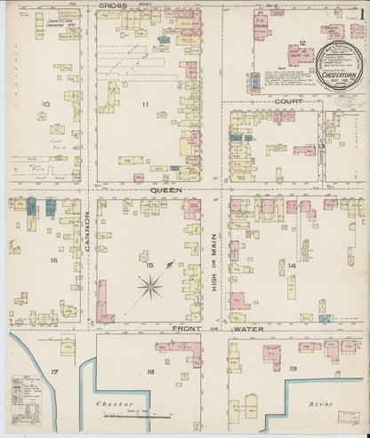 Sanborn Fire Insurance Map from Chestertown, Kent County, Maryland (1885), Sheet #0001 - Complete Map Set gallery image, historic Sanborn map, vintage wall art, Maryland Maryland