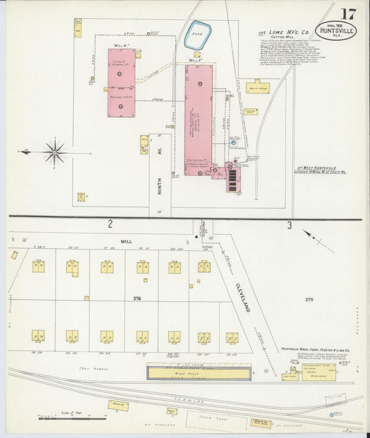 Sanborn Fire Insurance Map from Huntsville, Madison County, Alabama (1908), Sheet #0017 - Historic Sanborn Fire Insurance Map Print, vintage old map wall art, antique decor, genealogy gift, Alabama Alabama map