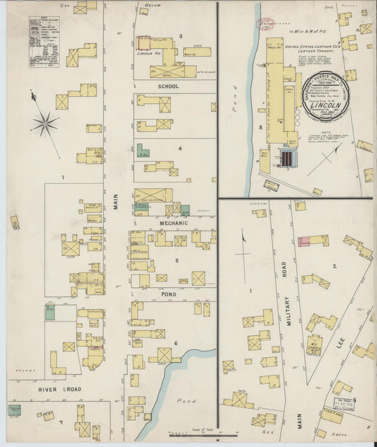 Sanborn Fire Insurance Map from Lincoln, Penobscot County, Maine (1895), Sheet #0001 - Historic Sanborn Fire Insurance Map Print, vintage old map wall art, antique decor, genealogy gift, Maine Maine map