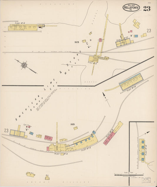 Sanborn Fire Insurance Map from Bellefonte, Centre County, Pennsylvania (1922), Sheet #0023 - Historic Sanborn Fire Insurance Map Print, vintage old map wall art, antique decor, genealogy gift, Pennsylvania Pennsylvania map