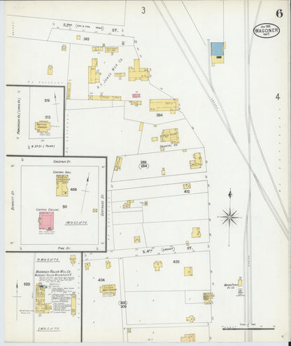 Sanborn Fire Insurance Map from Wagoner, Wagoner County, Oklahoma (1901), Sheet #0006 - Complete Map Set gallery image, historic Sanborn map, vintage wall art, Oklahoma Oklahoma