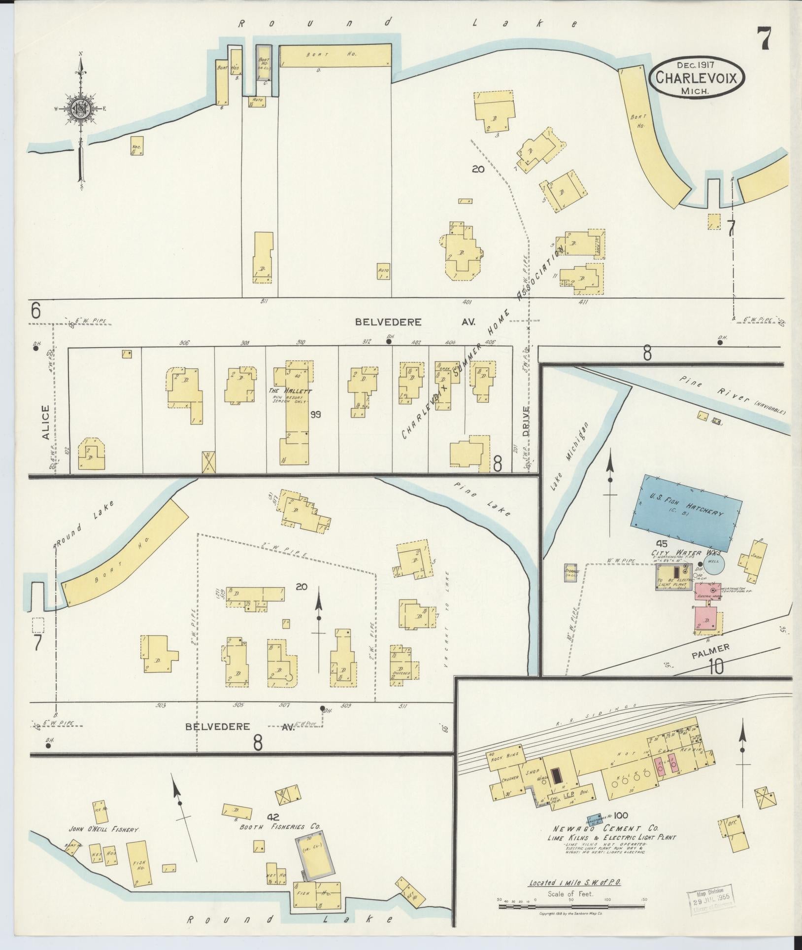 Sanborn Fire Insurance Map from Charlevoix, Charlevoix County, Michigan (1917), Sheet #0007 - Complete Map Set gallery image, historic Sanborn map, vintage wall art, Michigan Michigan