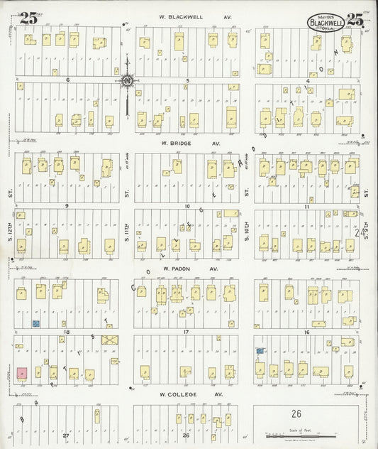 Sanborn Fire Insurance Map from Blackwell, Kay County, Oklahoma (1925), Sheet #0025 - Historic Sanborn Fire Insurance Map Print, vintage old map wall art, antique decor, genealogy gift, Oklahoma Oklahoma map