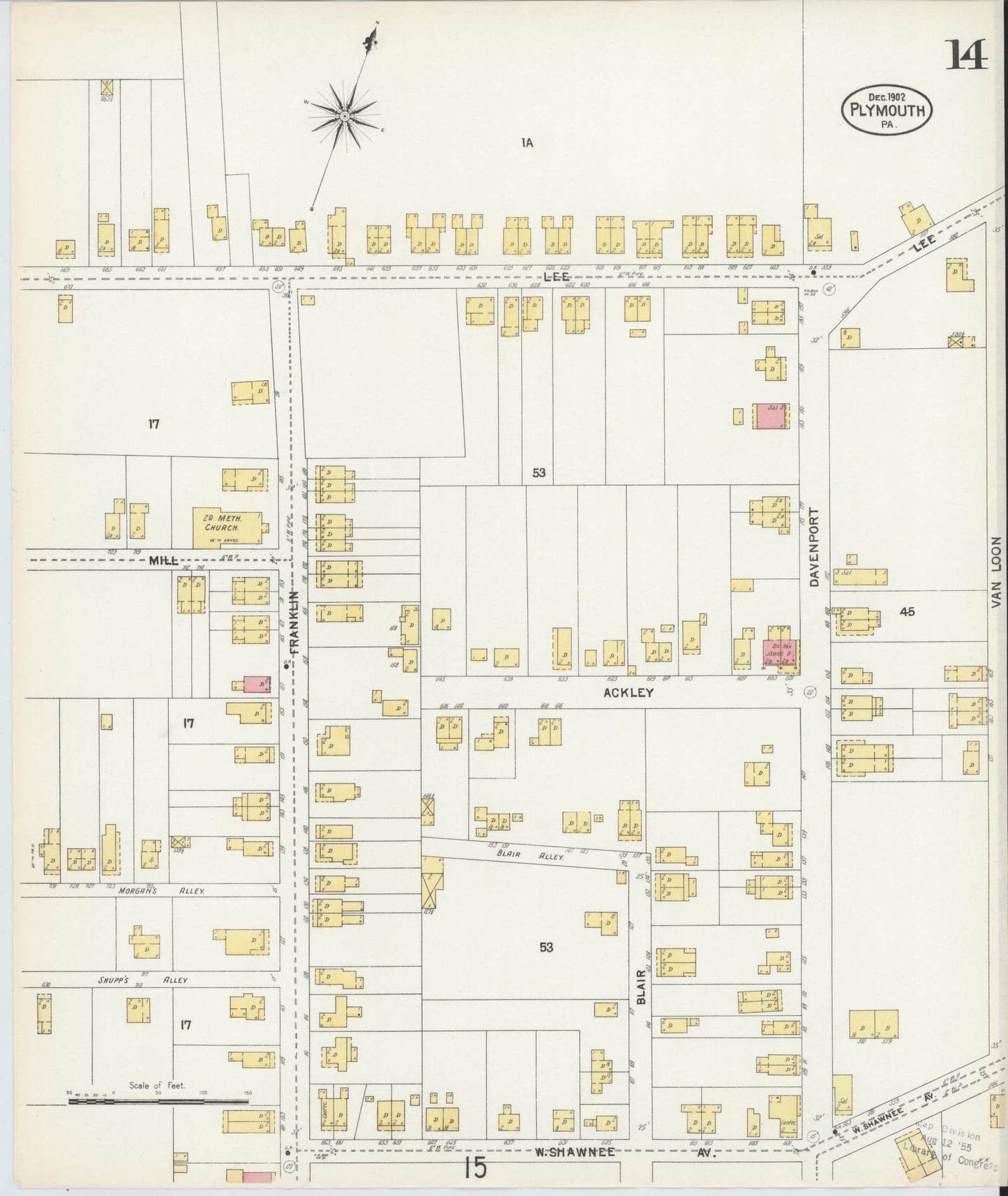 Sanborn Fire Insurance Map from Plymouth, Luzerne County, Pennsylvania (1902), Sheet #0014 - Complete Map Set gallery image, historic Sanborn map, vintage wall art, Pennsylvania Pennsylvania