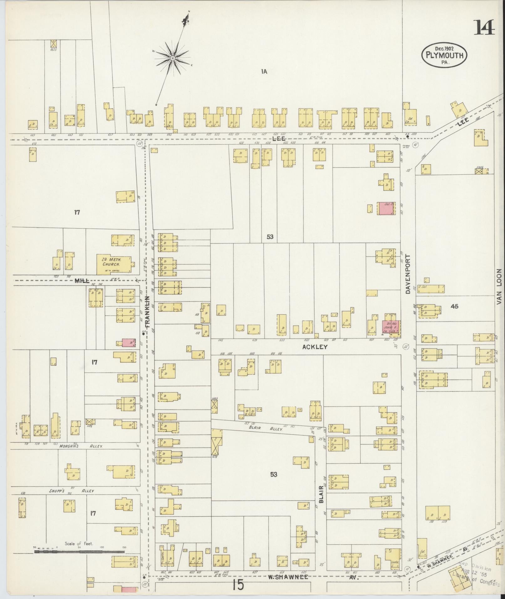 Sanborn Fire Insurance Map from Plymouth, Luzerne County, Pennsylvania (1902), Sheet #0014 - Complete Map Set gallery image, historic Sanborn map, vintage wall art, Pennsylvania Pennsylvania