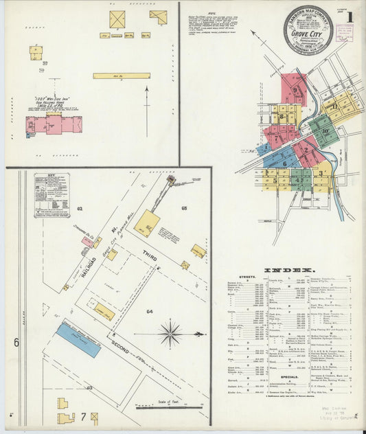 Sanborn Fire Insurance Map from Grove City, Mercer County, Pennsylvania (1906), Sheet #0001 - Complete Map Set gallery image, historic Sanborn map, vintage wall art, Pennsylvania Pennsylvania