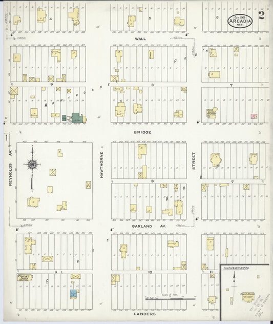 Sanborn Fire Insurance Map from Arcadia, Valley County, Nebraska (1909), Sheet #0002 - Historic Sanborn Fire Insurance Map Print, vintage old map wall art, antique decor, genealogy gift, Nebraska Nebraska map